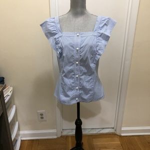Nanette Lepore seersucker blouse size large